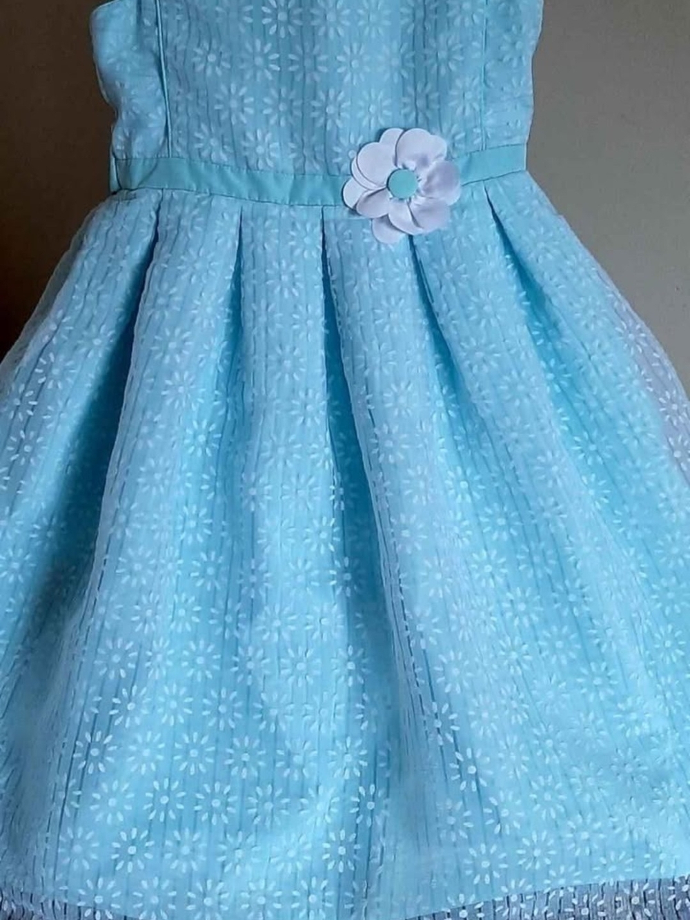 Girls Light Blue Floral Eyelet Party Dress.Size 10 Years.Jona Michelle.